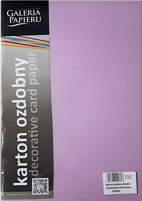 Karton ozdobny A4 (20) Gładki lawendowy satynowany Argo 210g 205505